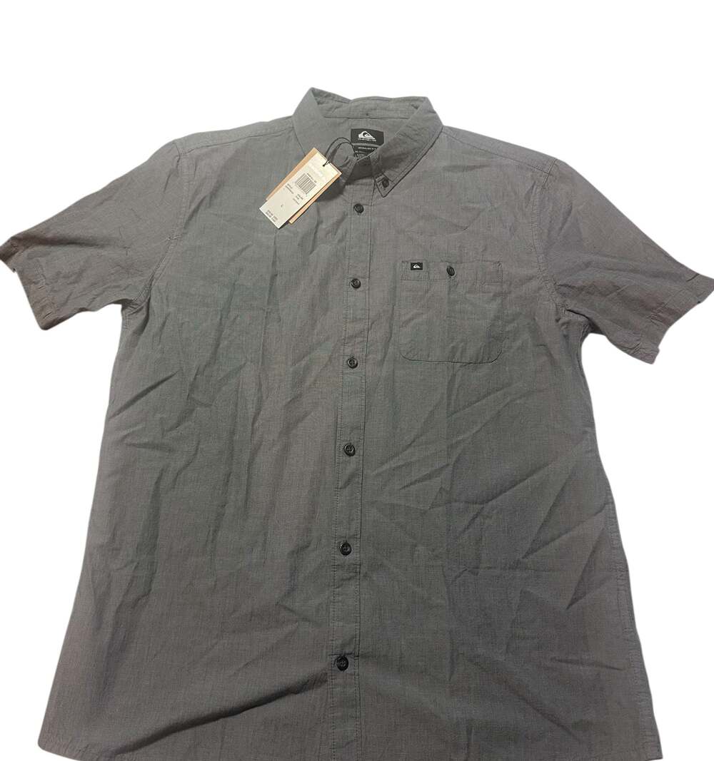 NWT Quiksilver Winfall Men's Short Sleeve Button Down Shirt Gray